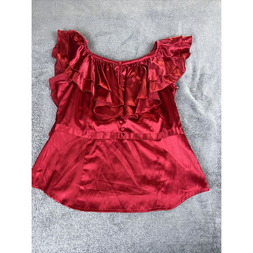Babe Women’s Shirt Red Size Large Off Shoulder Ruffle Romper Play Suite Dust